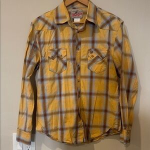 Wrangler Yellow and Blue Plaid Shirt off a working cattle ranch!